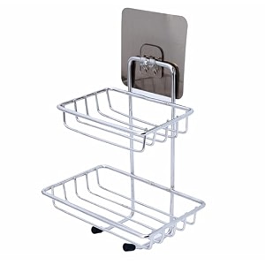 2-tier wall mounted stainless steel bathroom soap rack  strong self-adhesive shower organizer for soap amp toiletries  rustproof storage rack for kitchen washroom amp toilet no drilling needed