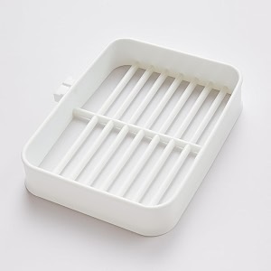 plastic soap dish holder with drainage slots  rectangular self-draining soap tray for bathroom amp kitchen sink non-slip durable amp easy to clean white
