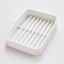 Plastic Soap Dish Holder with Drainage Slots – Rectangular Self-Draining Soap Tray for Bathroom &amp; Kitchen Sink, Non-Slip, Durable &amp; Easy to Clean (White)