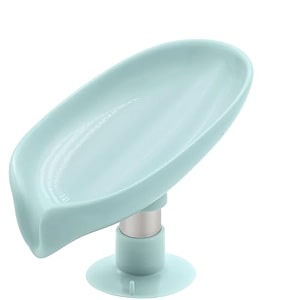 self-draining soap dish set of 1  modern leaf design with drainage holes leak-proof amp durable plastic for bathroom or kitchen sink easy to clean blue