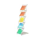 A4 Metal Portable Brochure Folding Zigzag Catalogue/Magazine/Leaflet/Literature Stand Rack Magazine Holder (5 RACK White)