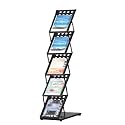 A4 Metal Portable Brochure Folding Zigzag Catalogue/Magazine/Leaflet/Literature Stand Rack Magazine Holder (5 RACK BLACK), Free Standing, Folding