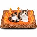 PatiencET Self Warming Cat Bed for Indoor Cats 14'' x 20'' - Cozy Fleece Heating Pad, Non-Electric Thermal Mat for Small Pets, Washable Soft Cushion for Winter Comfort and Warmth Khaki