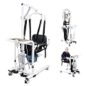 Patient Lift Transfer Chair, 5 in 1 Patient Lift Chair with 180°Split Seat, Height Adjustable Patient Transfer Chair with 4 Casters for Home Seniors Elderly, Load 450Lbs (Electric with Hanger, Silver)