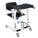 Patient Lift Transfer Chair for Elderly and Home, Portable Adjustable Height Lift Nursing Wheelchair 180° Split PU Leather and Thickened Sponge Seat, 440lbs, 4 in1 Footrest Hydraulic Lift Chair