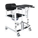 Patient Lift Transfer Chair for Elderly and Home, Portable Adjustable Height Lift Nursing Wheelchair 180° Split PU Leather and Thickened Sponge Seat