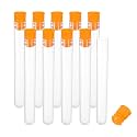 PATIKIL 0.5x3" Plastic Sewing Needle Storage Holder, 10 Pack Portable Embroidery Needle Pin Toothpick Storage Tubes Cases Box for Craft Knitting, Orange