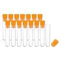 PATIKIL 0.6x2.4" Plastic Sewing Needle Storage Holder, 15 Pcs Portable Embroidery Needle Pin Toothpick Storage Tubes Case for Craft Knitting, Orange