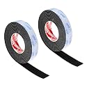 PATIKIL 1-1/5"W x 1/8"T x 16.4Ft EVA Single Sided Foam Tape, 2Pcs Multipurpose Sealing Strip Foam Waterproof Weather Stripping Foam Sealing Foam Strips with Adhesive for Door, Black