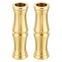 PATIKIL 15.5x54mm Solid Brass Lamp Neck, 2 Pack Threaded Turned Brass Spindle Slips Lamp Finial Pipe Coupling for Lamp Decoration