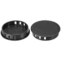 PATIKIL 50mm (2") Plastic Hole Plugs, 6Pcs Flush Type Round Hole Plugs Cover Snap in Locking Hole Tube for Table Kitchen Cabinet Furniture, Black