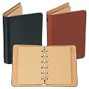 PATIKIL 6 Ring Binder Cover, 2 Pack A7 Kraft Leather Notebook Binder Mini Refillable Loose Leaf Personal Planner with 50 Sheets Paper, Dark Green/Brown