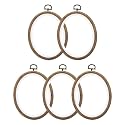 PATIKIL 6x4.7inch Embroidery Hoops, 5Pieces Imitated Wood Oval Frame Cross Stitch Hoop Ring for Embroidery Art Craft Sewing Ornaments Hanging Decoration