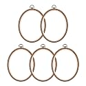 PATIKIL 7x5.9inch Embroidery Hoops, 5Pieces Imitated Wood Oval Frame Cross Stitch Hoop Ring for Embroidery Art Craft Sewing Ornaments Hanging Decoration