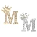 PATIKIL Letter Brooch Pins, Crown Initial Rhinestone Alphabet Letter Lapel Badges Pin for Women Suits Dress