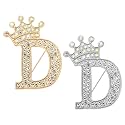 PATIKIL Letter Brooch Pins, Crown Initial Rhinestone Alphabet Letter Lapel Badges Pin for Women Suits Dress
