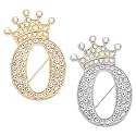 PATIKIL Letter Brooch Pins, Crown Initial Rhinestone Alphabet Letter Lapel Badges Pin for Women Suits Dress
