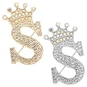 PATIKIL Letter Brooch Pins, Crown Initial Rhinestone Alphabet Letter Lapel Badges Pin for Women Suits Dress