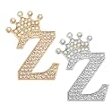 PATIKIL Letter Brooch Pins, Crown Initial Rhinestone Alphabet Letter Lapel Badges Pin for Women Suits Dress