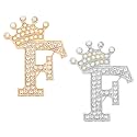 PATIKIL Letter Brooch Pins, Crown Initial Rhinestone Alphabet Letter Lapel Badges Pin for Women Suits Dress
