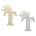 PATIKIL Letter Brooch Pins, Crown Initial Rhinestone Alphabet Letter Lapel Badges Pin for Women Suits Dress