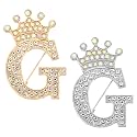 PATIKIL Letter Brooch Pins, Crown Initial Rhinestone Alphabet Letter Lapel Badges Pin for Women Suits Dress