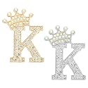 PATIKIL Letter Brooch Pins, Crown Initial Rhinestone Alphabet Letter Lapel Badges Pin for Women Suits Dress