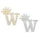 PATIKIL Letter Brooch Pins, Crown Initial Rhinestone Alphabet Letter Lapel Badges Pin for Women Suits Dress