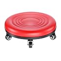 PATIKIL Low Roller Seat Wheel Chair - PU Leather Universal Stool for Home Office Fitness - Round Short Rolling Seat With Wheels (Red)
