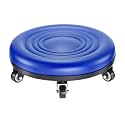 PATIKIL Low Roller Seat Wheel Stool Chair - PU Leather Universal Wheel for Home Office Fitness - Round Rolling Short Stool (Blue)