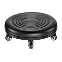 PATIKIL Low Rolling Stool Chair - PU Leather Universal Wheel Seat for Home Office Fitness - Round Roller Stool (Black)