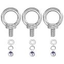 PATIKIL M12 x 20mm Lifting Shoulder Eye Bolt, 3Pcs 304 Stainless Steel Lifting Ring Threaded Eyebolt with Nuts Washers for Hanging Hammocks Articles