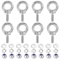 PATIKIL M3 x 9mm Lifting Shoulder Eye Bolt Set 304 Stainless Steel 8Pcs