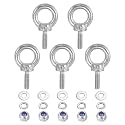 PATIKIL M3 x 9mm Lifting Shoulder Eye Bolt, 5Pcs 304 Stainless Steel Lifting Ring Threaded Eyebolt with Nuts Washers for Hanging Hammocks Articles