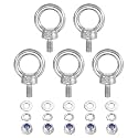 PATIKIL M6 x 11mm Lifting Shoulder Eye Bolt, 5Pcs 304 Stainless Steel Lifting Ring Threaded Eyebolt with Nuts Washers for Hanging Hammocks Articles