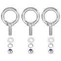 PATIKIL M6 x 14mm Lifting Shoulder Eye Bolt, 3Pcs 304 Stainless Steel Lifting Ring Threaded Eyebolt with Nuts Washers for Hanging Hammocks Articles