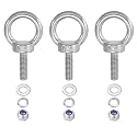 PATIKIL M6 x 20mm Lifting Shoulder Eye Bolt, 3Pcs 304 Stainless Steel Lifting Ring Threaded Eyebolt with Nuts Washers for Hanging Hammocks Articles