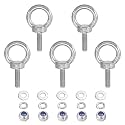 PATIKIL M6 x 20mm Lifting Shoulder Eye Bolt, 5Pcs 304 Stainless Steel Lifting Ring Threaded Eyebolt with Nuts Washers for Hanging Hammocks Articles