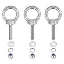 PATIKIL M6 x 25mm Lifting Shoulder Eye Bolt, 3Pcs 304 Stainless Steel Lifting Ring Threaded Eyebolt with Nuts Washers for Hanging Hammocks Articles