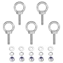 PATIKIL M6 x 25mm Lifting Shoulder Eye Bolt, 5Pcs 304 Stainless Steel Lifting Ring Threaded Eyebolt with Nuts Washers for Hanging Hammocks Articles