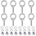 PATIKIL M6 x 25mm Lifting Shoulder Eye Bolt, 8Pcs 304 Stainless Steel Lifting Ring Threaded Eyebolt with Nuts Washers for Hanging Hammocks Articles