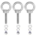 PATIKIL M6 x 30mm Lifting Shoulder Eye Bolt, 3Pcs 304 Stainless Steel Lifting Ring Threaded Eyebolt with Nuts Washers for Hanging Hammocks Articles