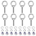 PATIKIL M6 x 30mm Lifting Shoulder Eye Bolt, 8Pcs 304 Stainless Steel Lifting Ring Threaded Eyebolt with Nuts Washers for Hanging Hammocks Articles