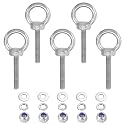 PATIKIL M6 x 40mm Lifting Shoulder Eye Bolt, 5Pcs 304 Stainless Steel Lifting Ring Threaded Eyebolt with Nuts Washers for Hanging Hammocks Articles
