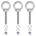 PATIKIL M6 x 40mm Lifting Shoulder Eye Bolt, 3Pcs 304 Stainless Steel Lifting Ring Threaded Eyebolt with Nuts Washers for Hanging Hammocks Articles