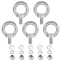 PATIKIL M8 x 13mm Lifting Shoulder Eye Bolt, 3Pcs 304 Stainless Steel Lifting Ring Threaded Eyebolt with Nuts Washers for Hanging Hammocks Articles
