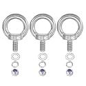 PATIKIL M8 x 13mm Lifting Shoulder Eye Bolt, 3Pcs 304 Stainless Steel Lifting Ring Threaded Eyebolt with Nuts Washers for Hanging Hammocks Articles