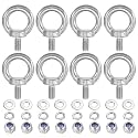 PATIKIL M8 x 13mm Lifting Shoulder Eye Bolt, 8Pcs 304 Stainless Steel Lifting Ring Threaded Eyebolt with Nuts Washers for Hanging Hammocks Articles