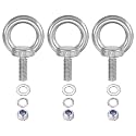 PATIKIL M8 x 20mm Lifting Shoulder Eye Bolt, 3Pcs 304 Stainless Steel Lifting Ring Threaded Eyebolt with Nuts Washers for Hanging Hammocks Articles