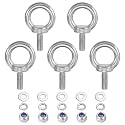 PATIKIL M8 x 20mm Lifting Shoulder Eye Bolt, 5Pcs 304 Stainless Steel Lifting Ring Threaded Eyebolt with Nuts Washers for Hanging Hammocks Articles